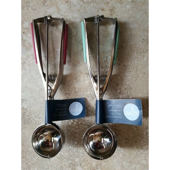 Core Home Ice Cream Scoop Gray Stainless steel Soft Grip Handle Lot of 2 Scoops - Picture 1 of 12